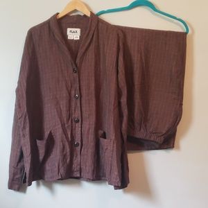 FLAX 100% Linen Brown Set